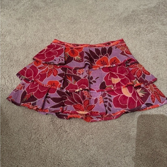 Farm Rio- Multicolored Floral Ruffled Layered Mini Sirt - Picture 4 of 5